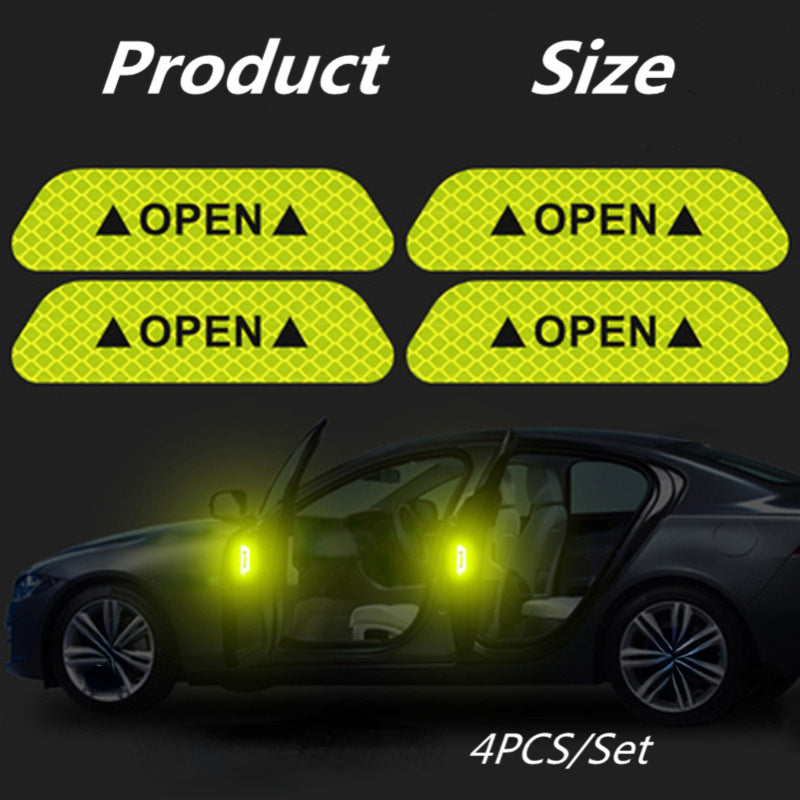 Car Reflective Door Sticker Safety Warning Tape Car Decor Exterior Interior