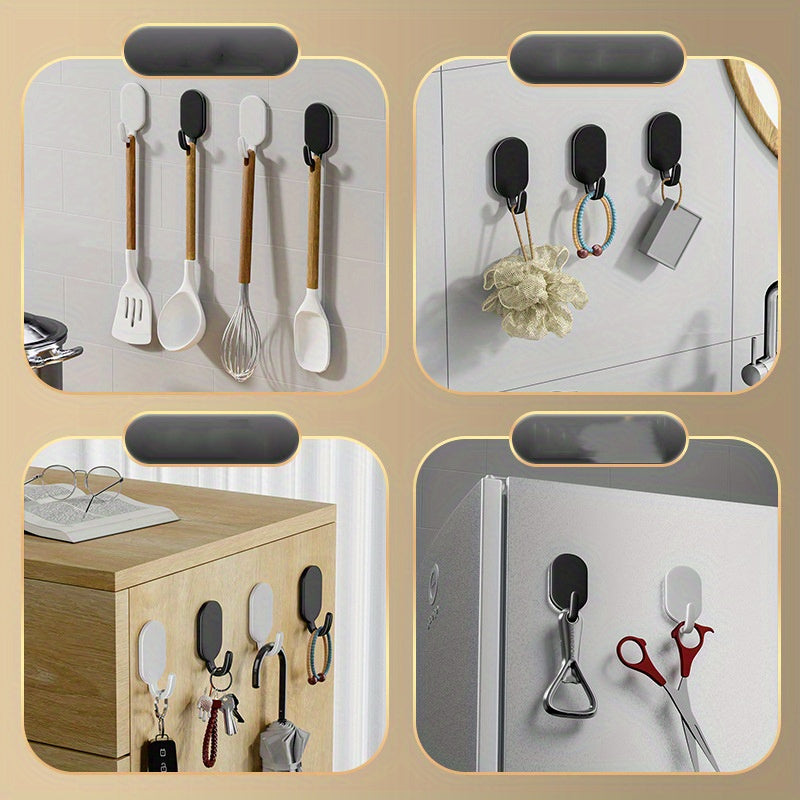 Set of 5 Carbon Steel Wall Hooks with Adhesive for Kitchen Door and Key Hanger