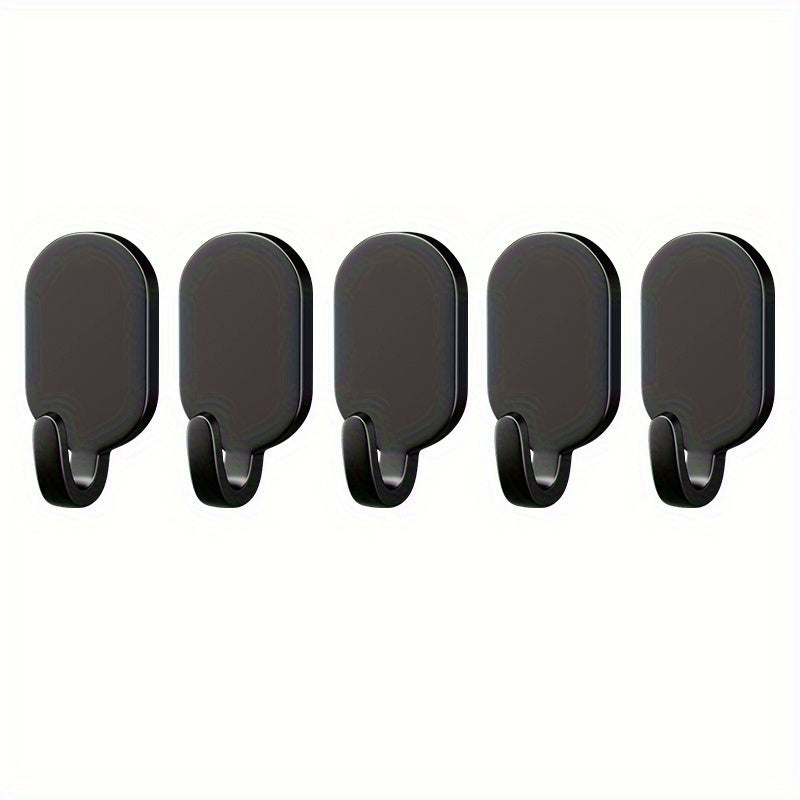 Set of 5 Carbon Steel Wall Hooks with Adhesive for Kitchen Door and Key Hanger