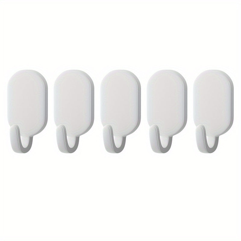 Set of 5 Carbon Steel Wall Hooks with Adhesive for Kitchen Door and Key Hanger