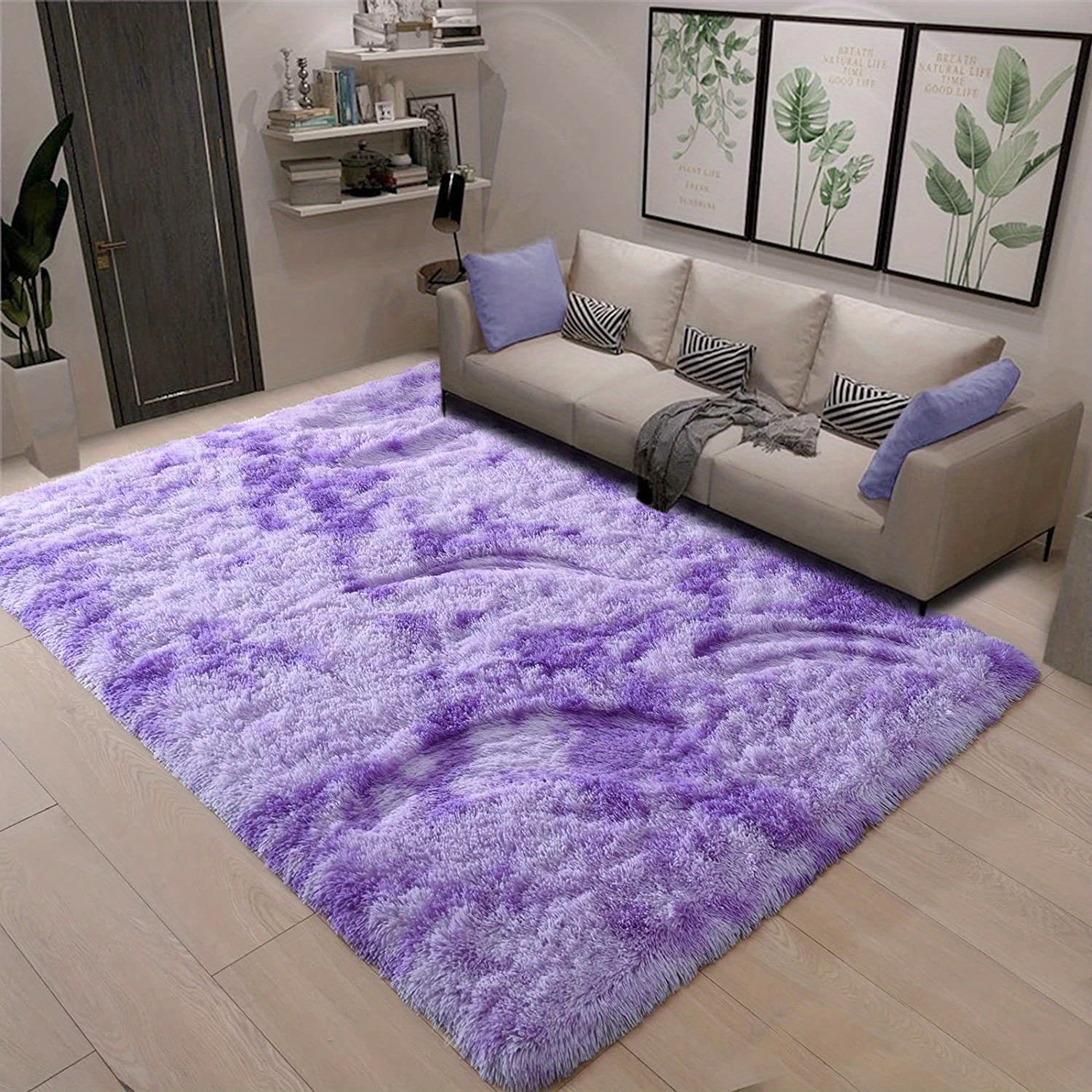 Luxurious Shag Area Rug, Plush Fuzzy, Non-Slip, Machine Washable Bedroom Rug