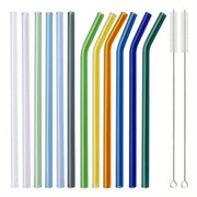 Set of 8 Reusable Glass Straws for Tea and Smoothies Kitchenware