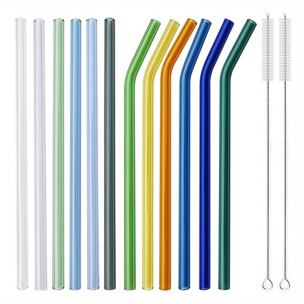 Set of 8 Reusable Glass Straws for Tea and Smoothies Kitchenware