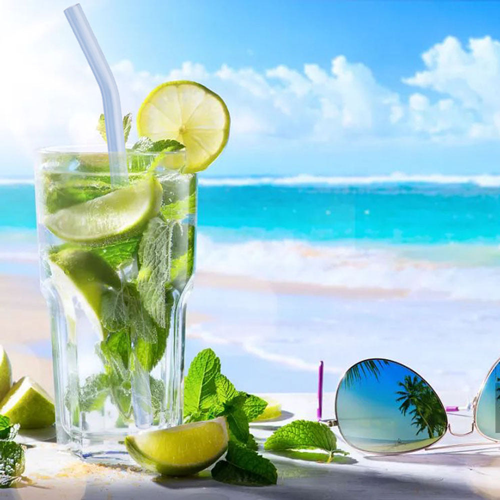 Set of 8 Reusable Glass Straws for Tea and Smoothies Kitchenware