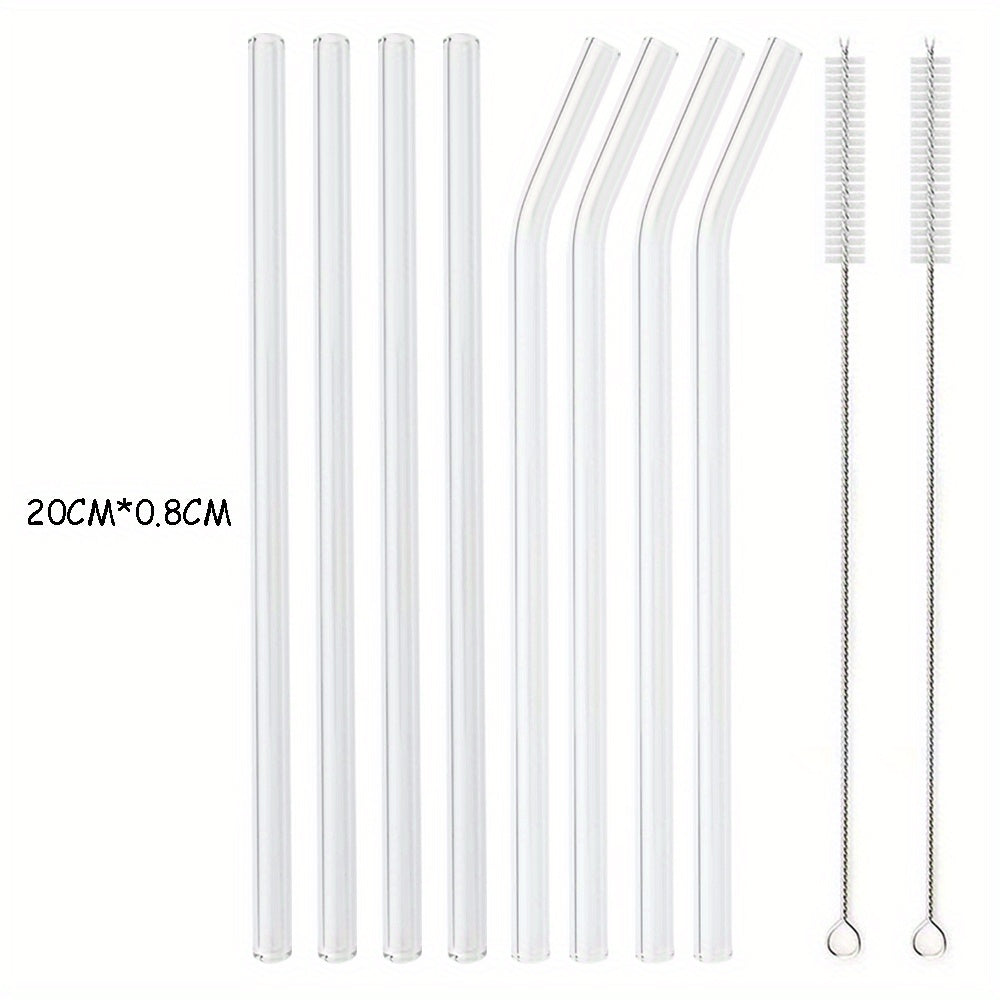 Set of 8 Reusable Glass Straws for Tea and Smoothies Kitchenware