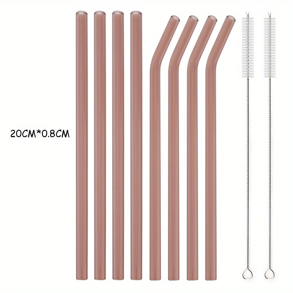 Set of 8 Reusable Glass Straws for Tea and Smoothies Kitchenware