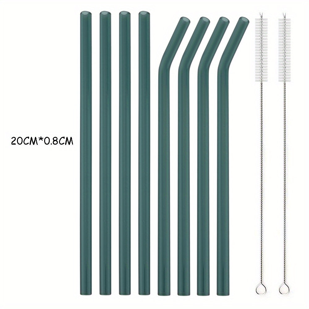 Set of 8 Reusable Glass Straws for Tea and Smoothies Kitchenware