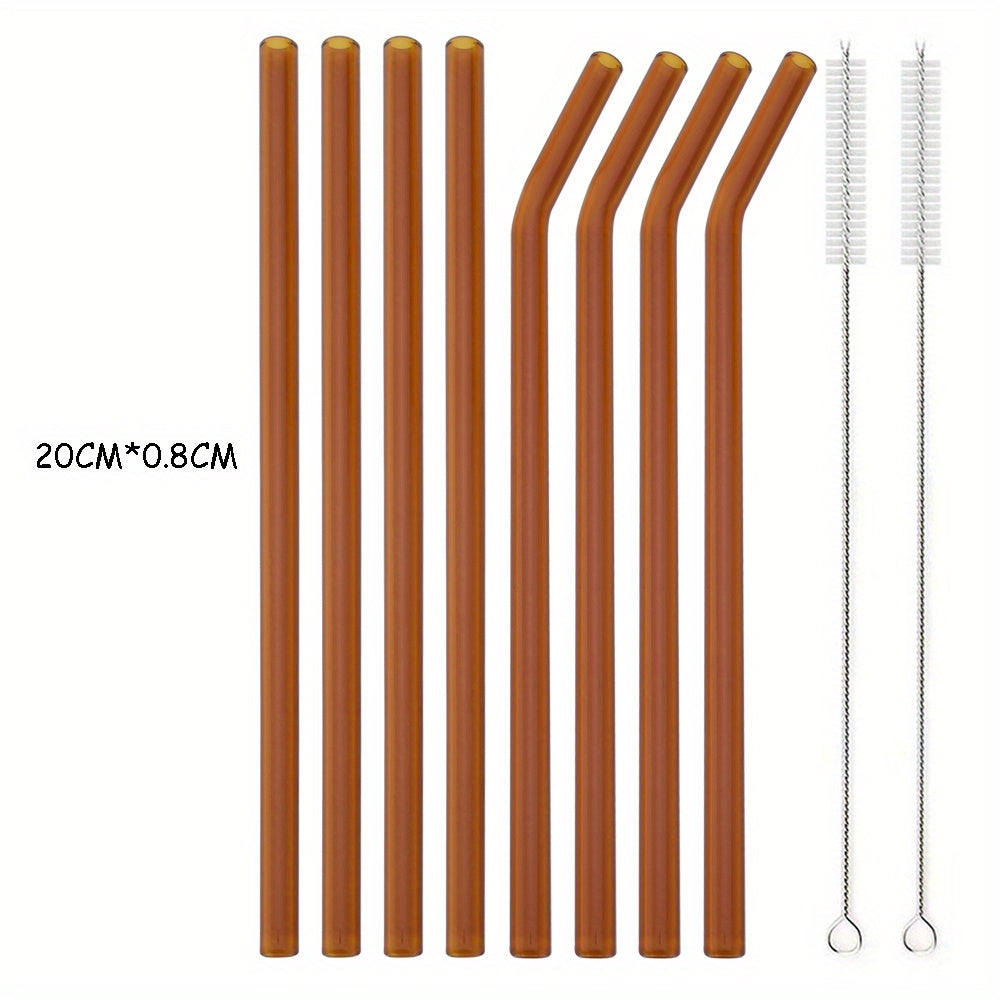 Set of 8 Reusable Glass Straws for Tea and Smoothies Kitchenware
