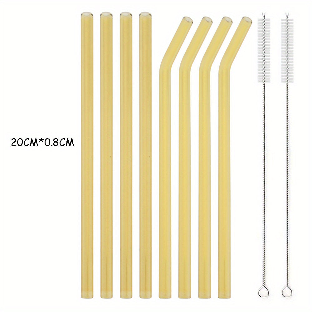 Set of 8 Reusable Glass Straws for Tea and Smoothies Kitchenware