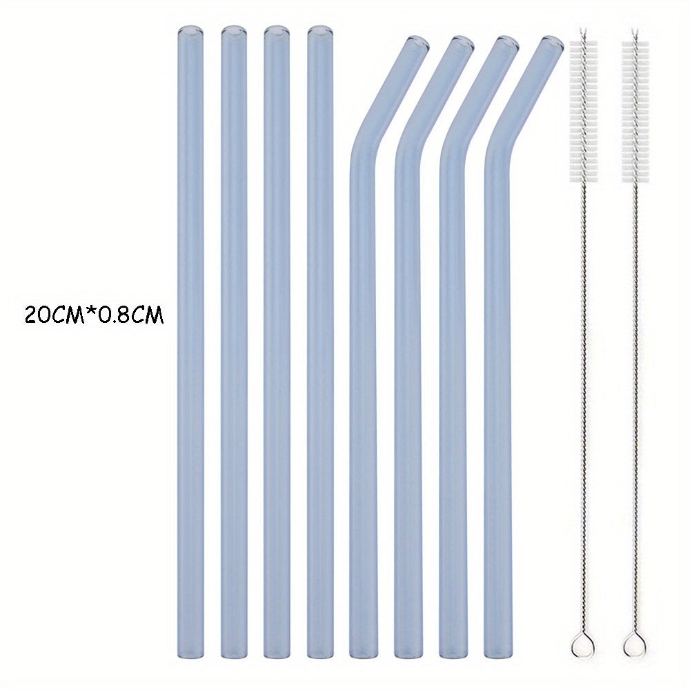 Set of 8 Reusable Glass Straws for Tea and Smoothies Kitchenware