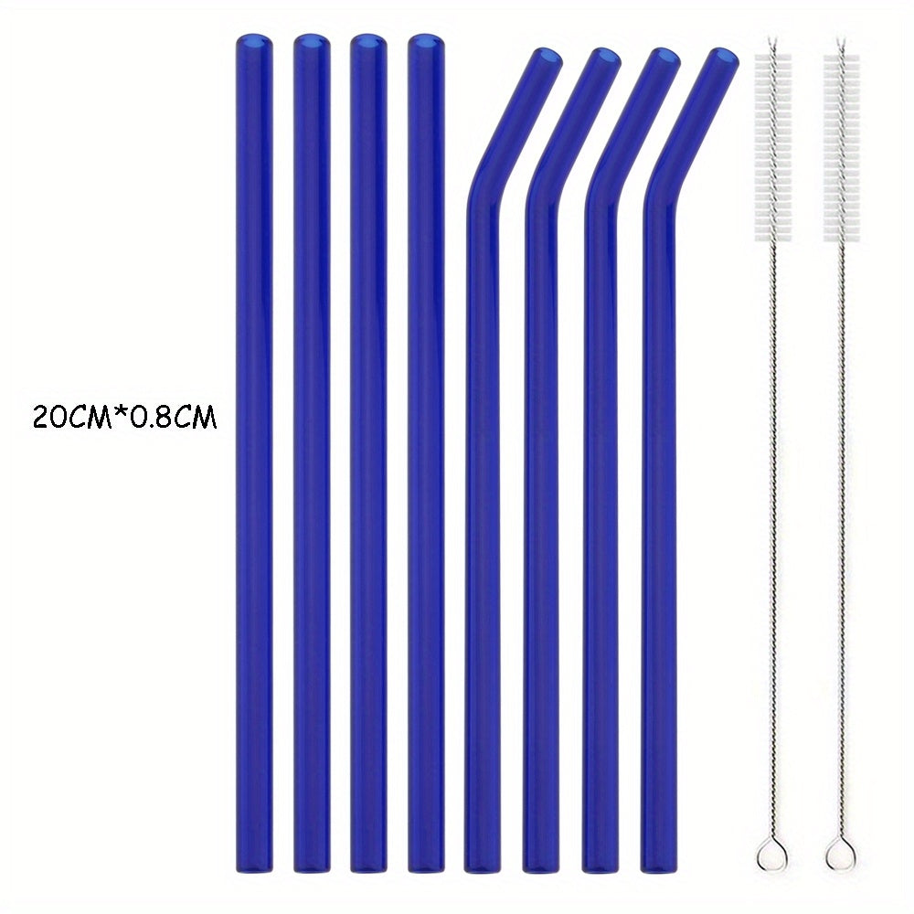 Set of 8 Reusable Glass Straws for Tea and Smoothies Kitchenware