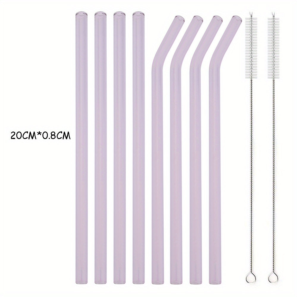 Set of 8 Reusable Glass Straws for Tea and Smoothies Kitchenware