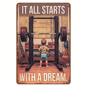 Motivational Wall Art Tin Sign for Gym Room Home Garage Decor Start Your Journey