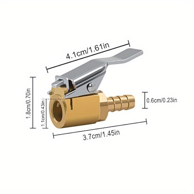 Brass Tire Inflator Air Clamp with Clip Durable Copper Locking Adapter