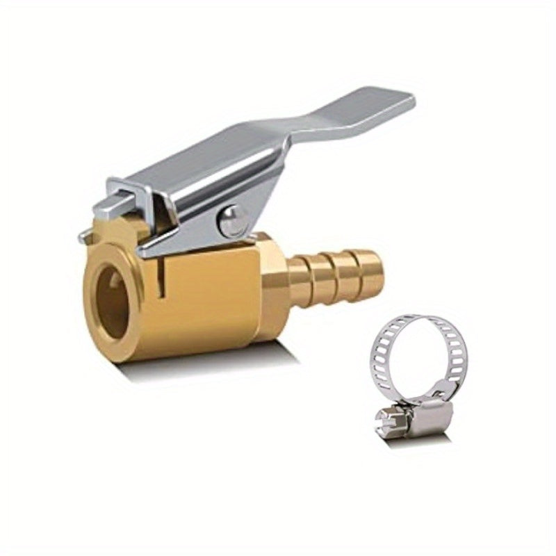 Brass Tire Inflator Air Clamp with Clip Durable Copper Locking Adapter