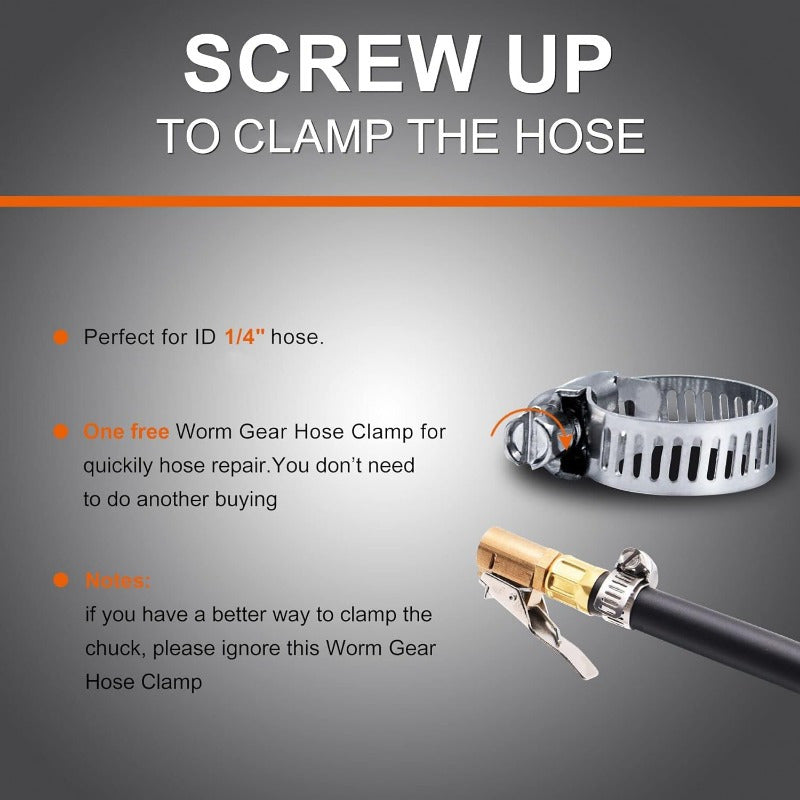 Brass Tire Inflator Air Clamp with Clip Durable Copper Locking Adapter