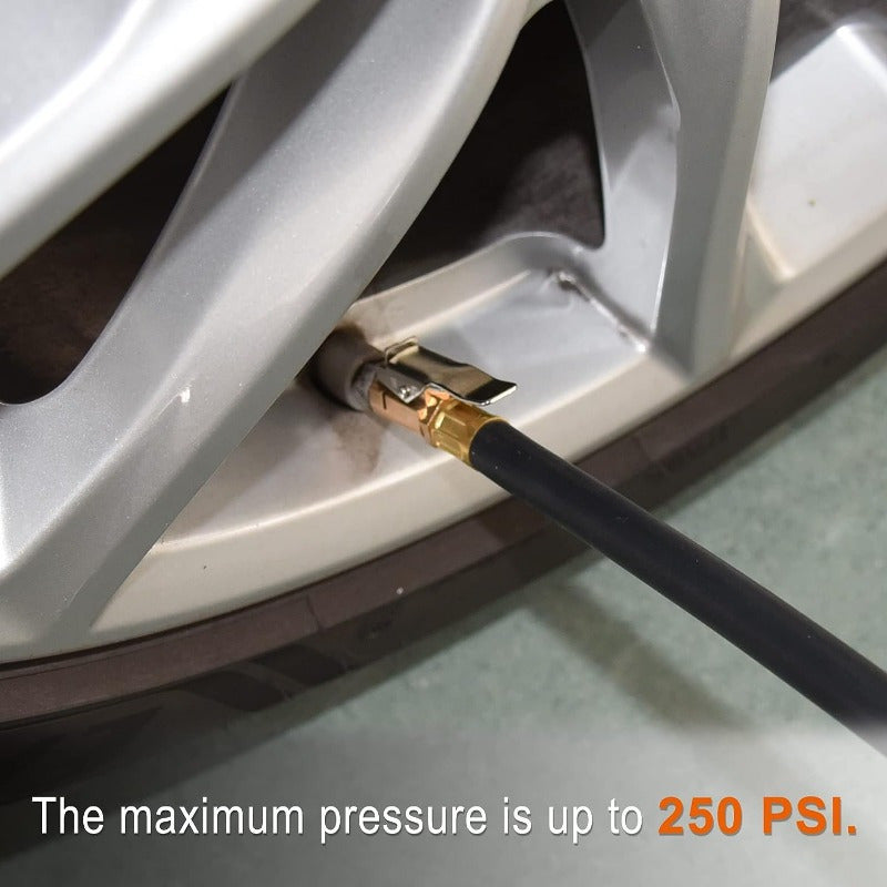 Brass Tire Inflator Air Clamp with Clip Durable Copper Locking Adapter