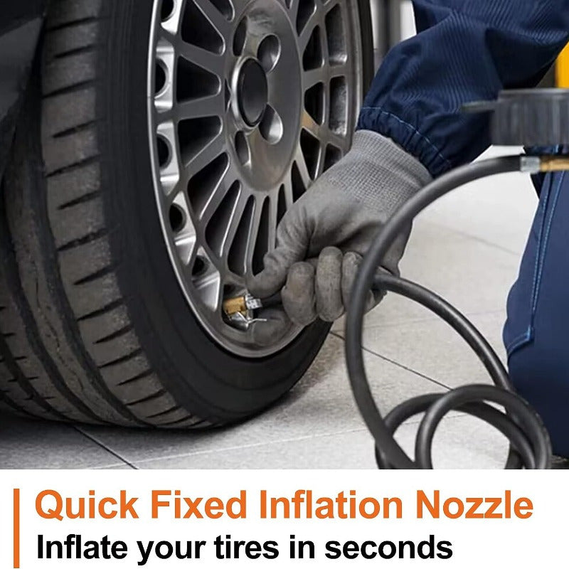 Brass Tire Inflator Air Clamp with Clip Durable Copper Locking Adapter