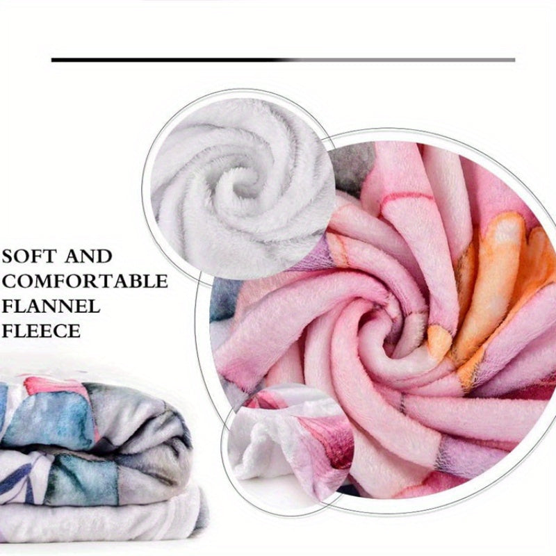 Cute Cat Flannel Blanket Lightweight Throw for Sofa Bed Travel Camping Living Room Office