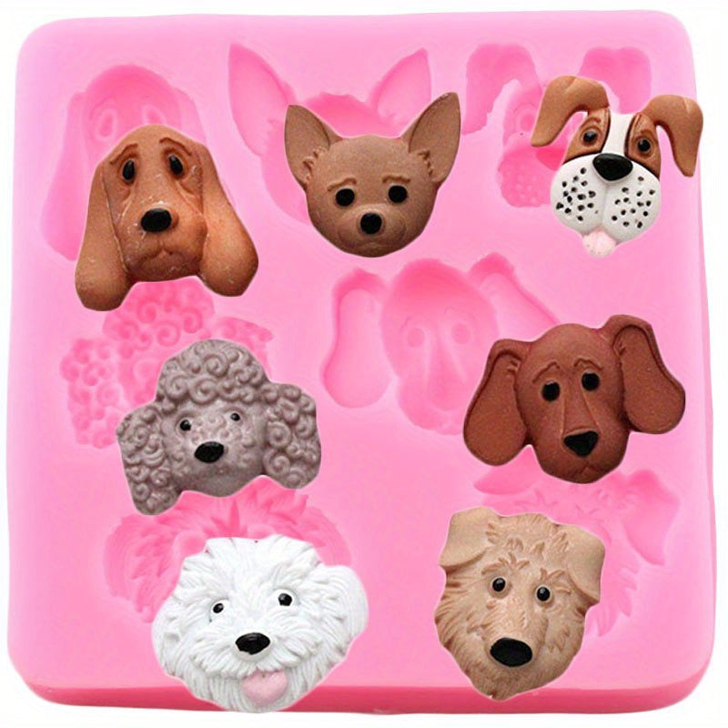 Dog Head Silicone Mold for Cupcake Toppers Fondant Cake Decorating Soap Resin Clay Gumpaste