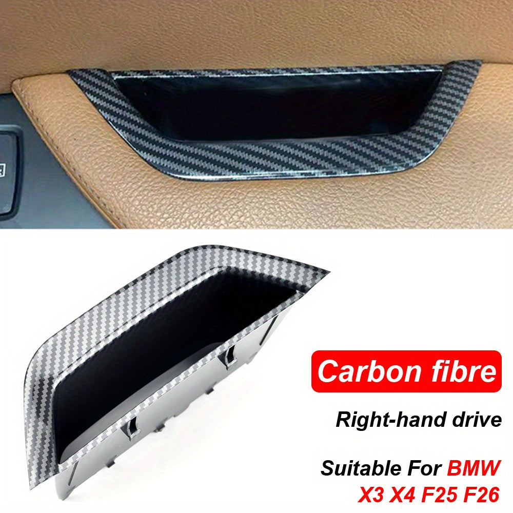 Black Beige Carbon Fiber Pattern Car Door Pull Handle Cover Storage Box For SUV
