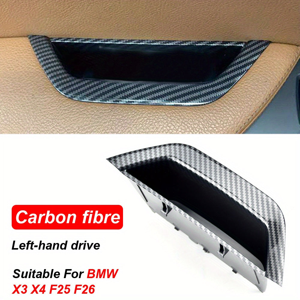 Black Beige Carbon Fiber Pattern Car Door Pull Handle Cover Storage Box For SUV