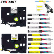 Heat Shrink Tubing Label for Wire Cable Black on Yellow 11.7mm 1.5m