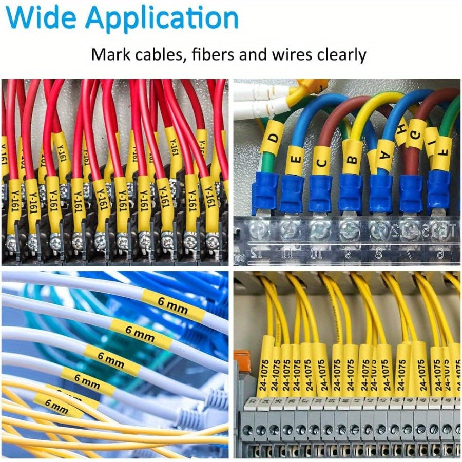 Heat Shrink Tubing Label for Wire Cable Black on Yellow 11.7mm 1.5m