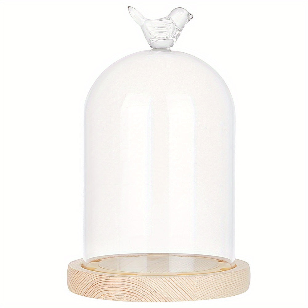 Yog'och asosli shisha dome ko'rgazma shkafi, saqlangan gullar, zargarlik buyumlari, soatlar uchun, 12.24cm x 19cm