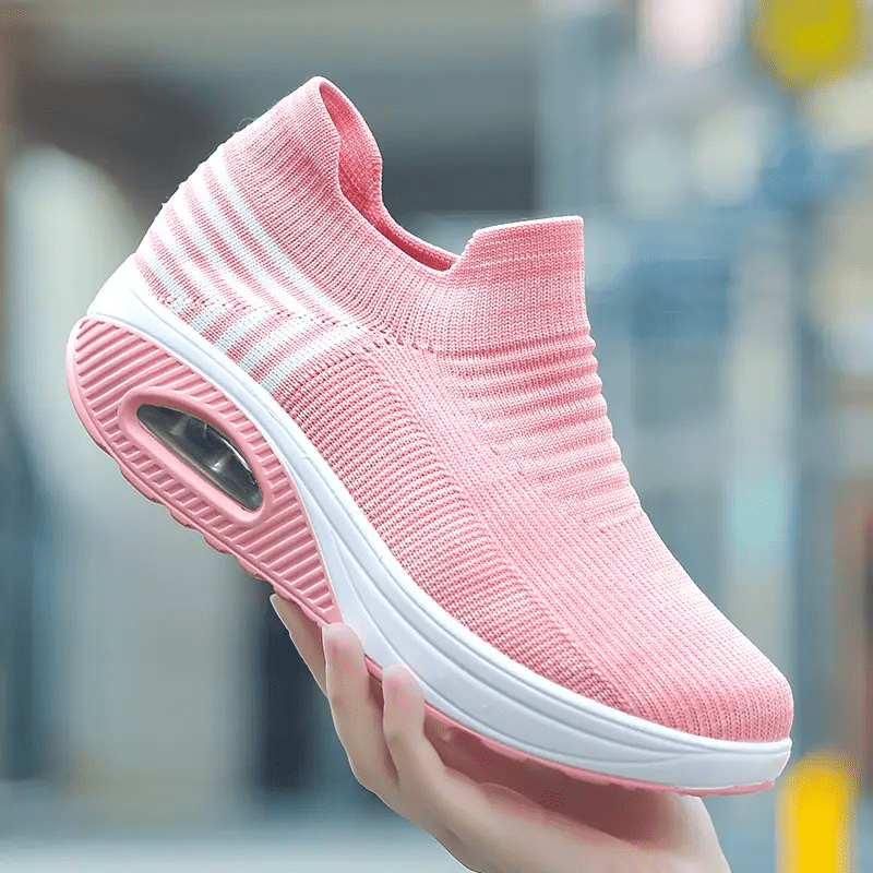 ayollar uchun nafas oluvchi to'qilgan slip-on sport poyafzallari yurish uchun tashqarida sport