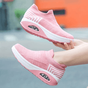 ayollar uchun nafas oluvchi to'qilgan slip-on sport poyafzallari yurish uchun tashqarida sport