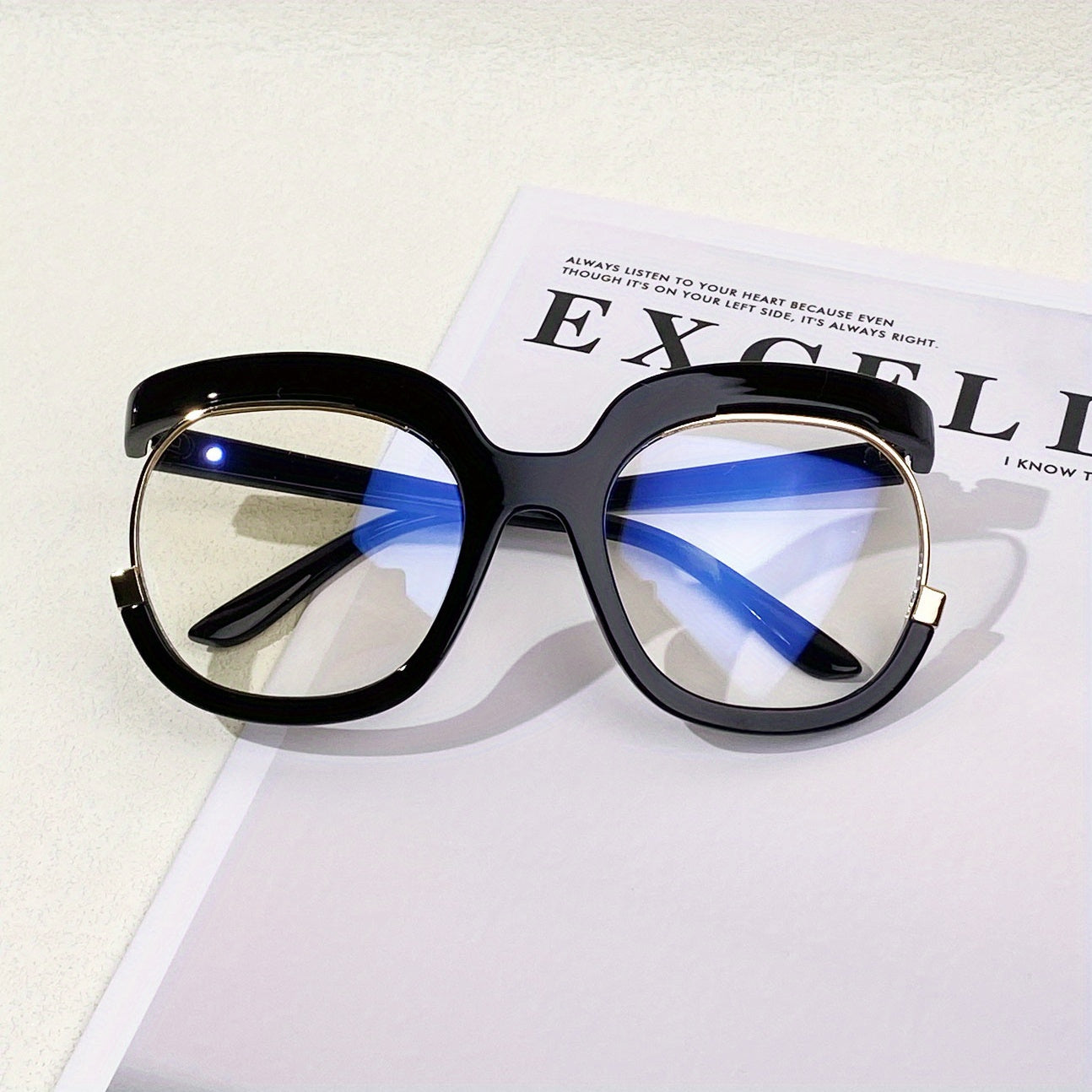 Unisex Clear Lens Glasses Large Owl Frame Leopard Print Fashion Computer Spectacles