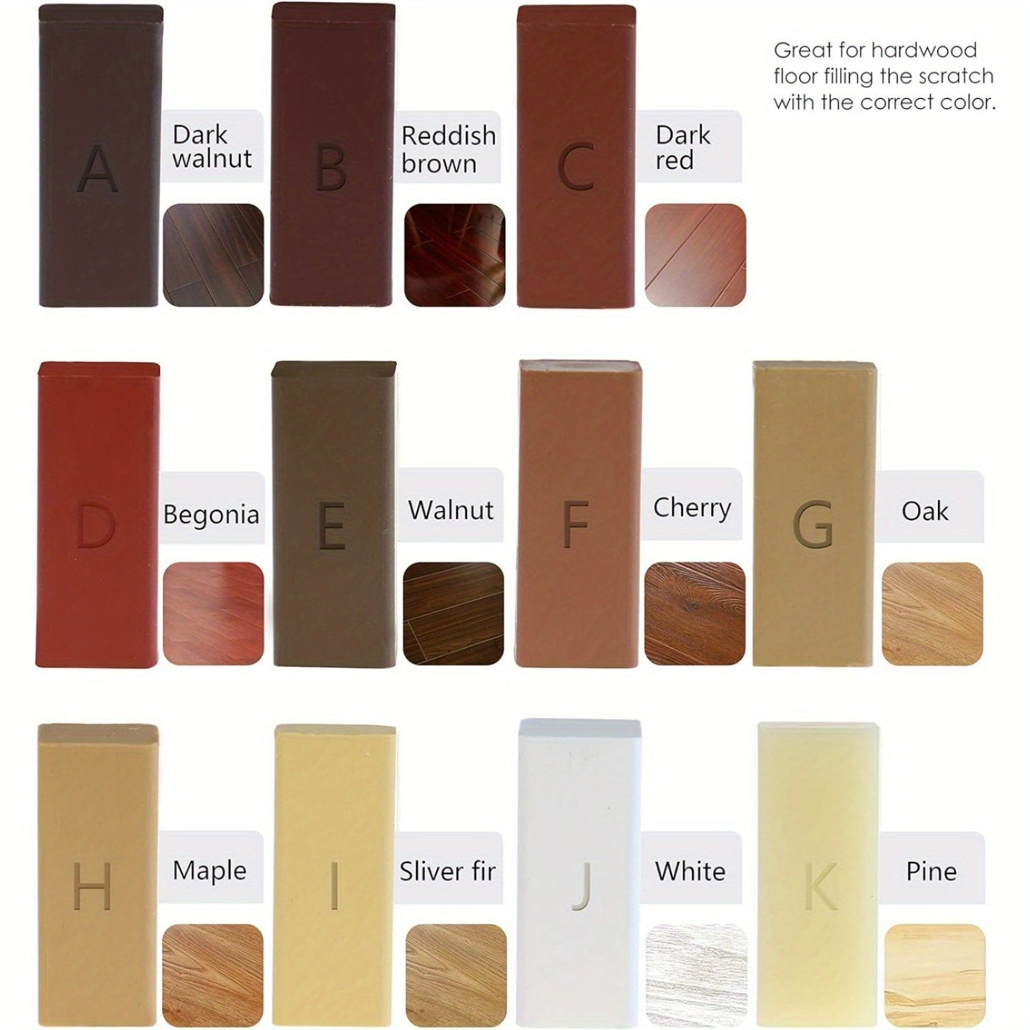 11-Donali tez quriydigan polni ta'mirlash vosk to'plami, yog'och pol uchun, silliqlash uchun asboblar bilan