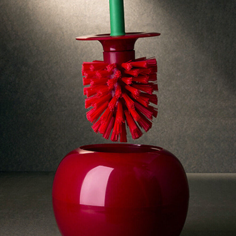 Cherry-Shaped Toilet Brush Set with Green Handle and Red Brush 37.85cm Durable ABS Plastic