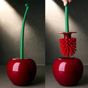 Cherry-Shaped Toilet Brush Set with Green Handle and Red Brush 37.85cm Durable ABS Plastic