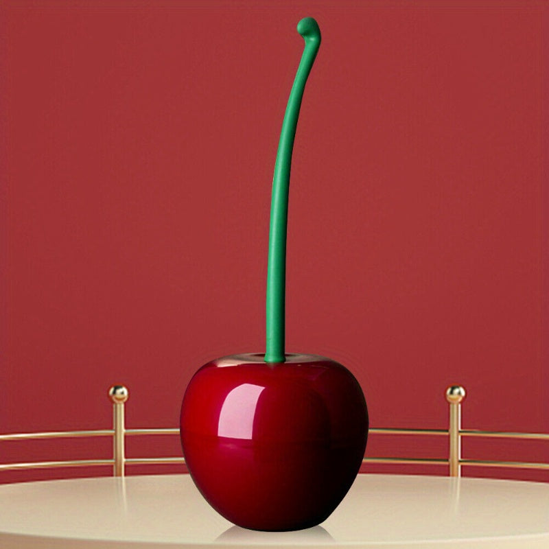 Cherry-Shaped Toilet Brush Set with Green Handle and Red Brush 37.85cm Durable ABS Plastic