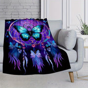 Dreamy Purple Butterfly Blanket Flannel Throw Lightweight Soft for Sofa Bed Travel