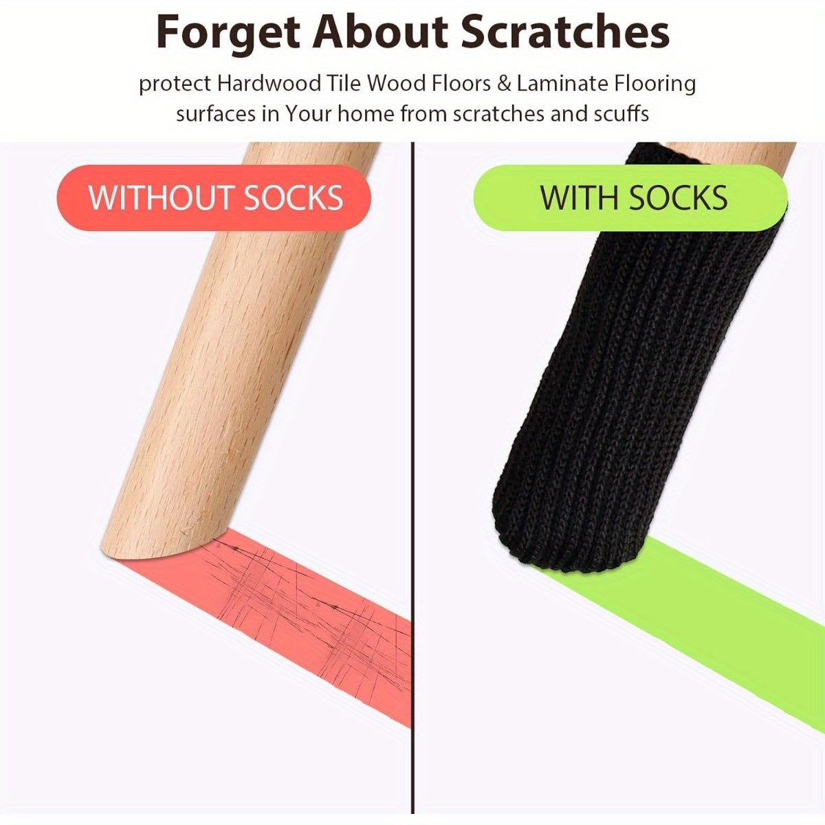 Protectores de patas para sillas para suelos de madera 16/24/40 Piezas Calcetines de punto de alta elasticidad