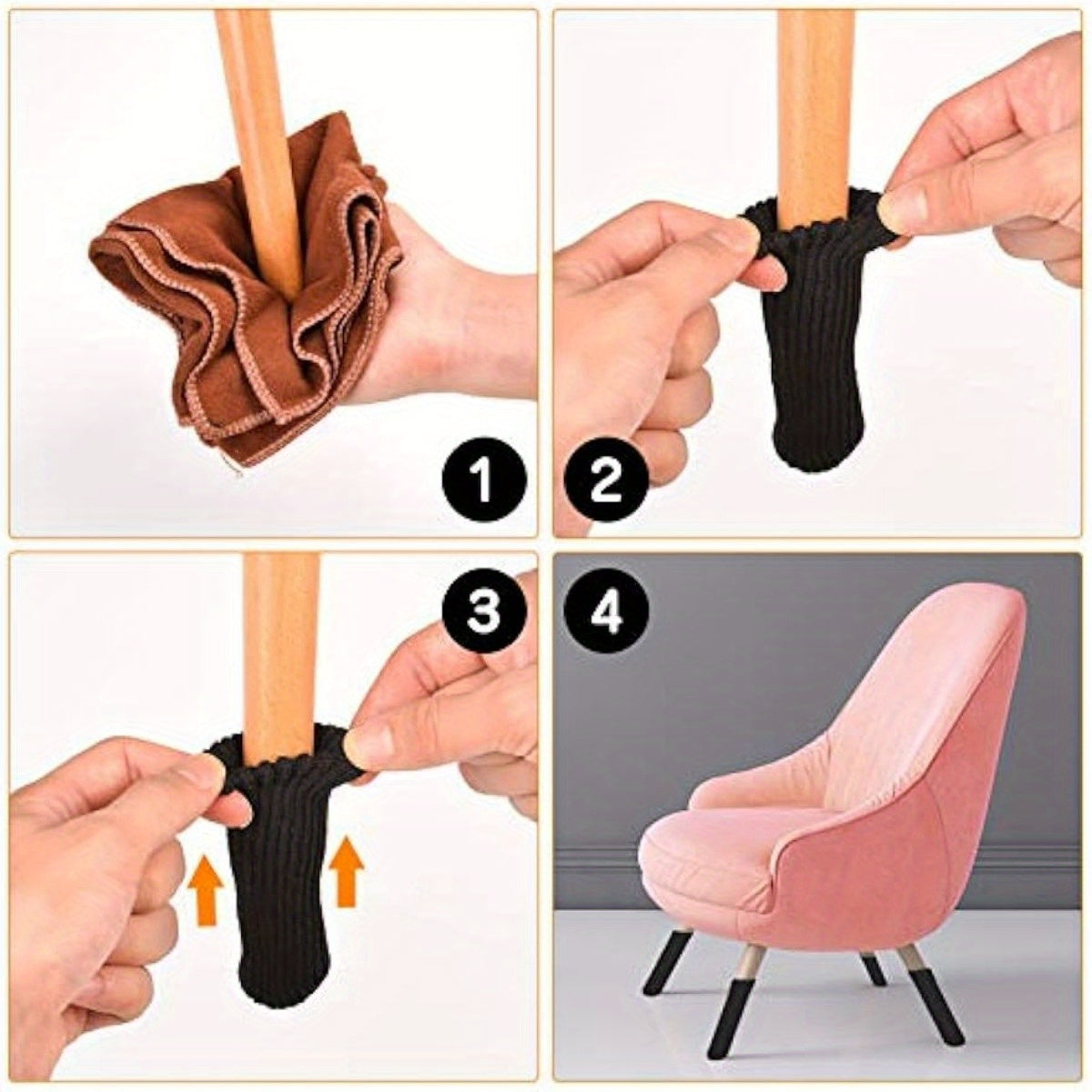 Chair Leg Socks Set of 16 24 or 40 High Elastic Knitted Floor Protectors