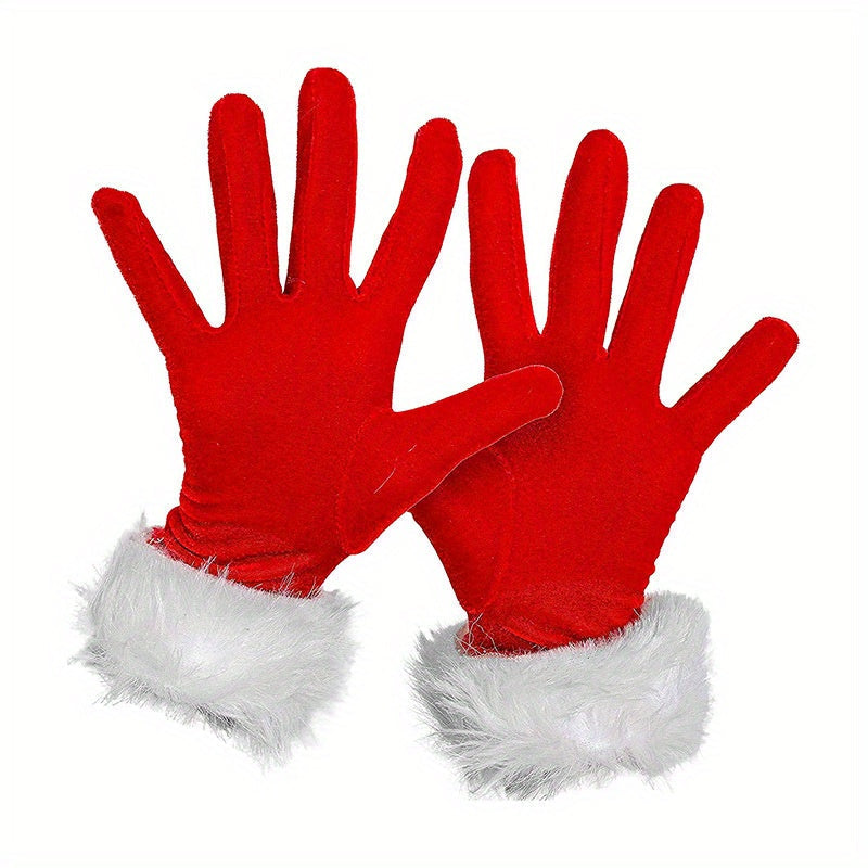 Red Velvet Holiday Gloves for Christmas Party Women and Men