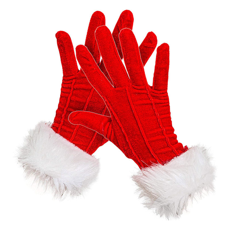 Red Velvet Holiday Gloves for Christmas Party Women and Men