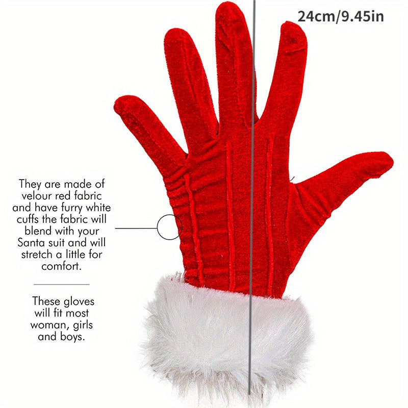 Red Velvet Holiday Gloves for Christmas Party Women and Men