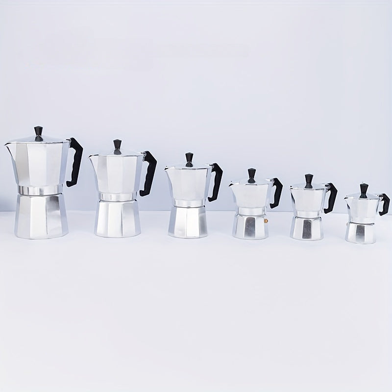 Cafetera moka octogonal de aluminio de 1 pieza para estufa, espresso para exteriores y hogar