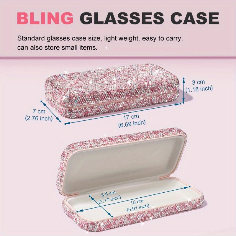 Sparkling Rhinestone Glasses Case Jewelry Organizer for Sunglasses and Reading Glasses