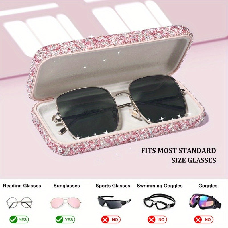 Sparkling Rhinestone Glasses Case Jewelry Organizer for Sunglasses and Reading Glasses