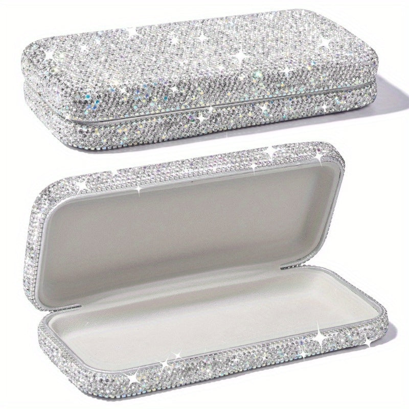 Sparkling Rhinestone Glasses Case Jewelry Organizer for Sunglasses and Reading Glasses