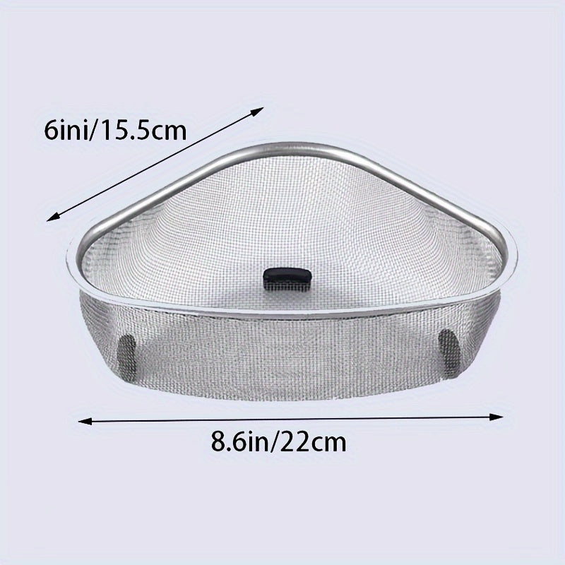 Stainless Steel Triangular Sink Drain Basket Kitchen Strainer with Filter