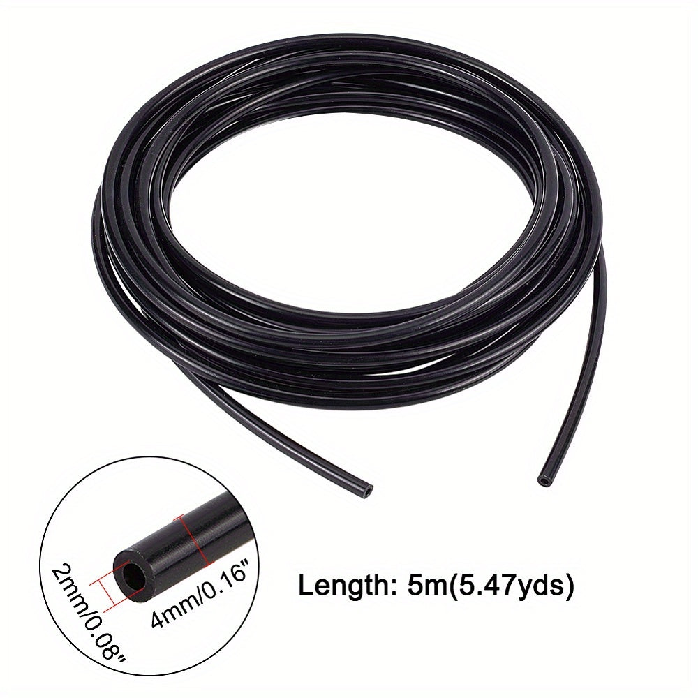 16.4 Feet Black Vacuum Hose with 5/32 Inch Silicone Tubing for Automotive and Pipeline