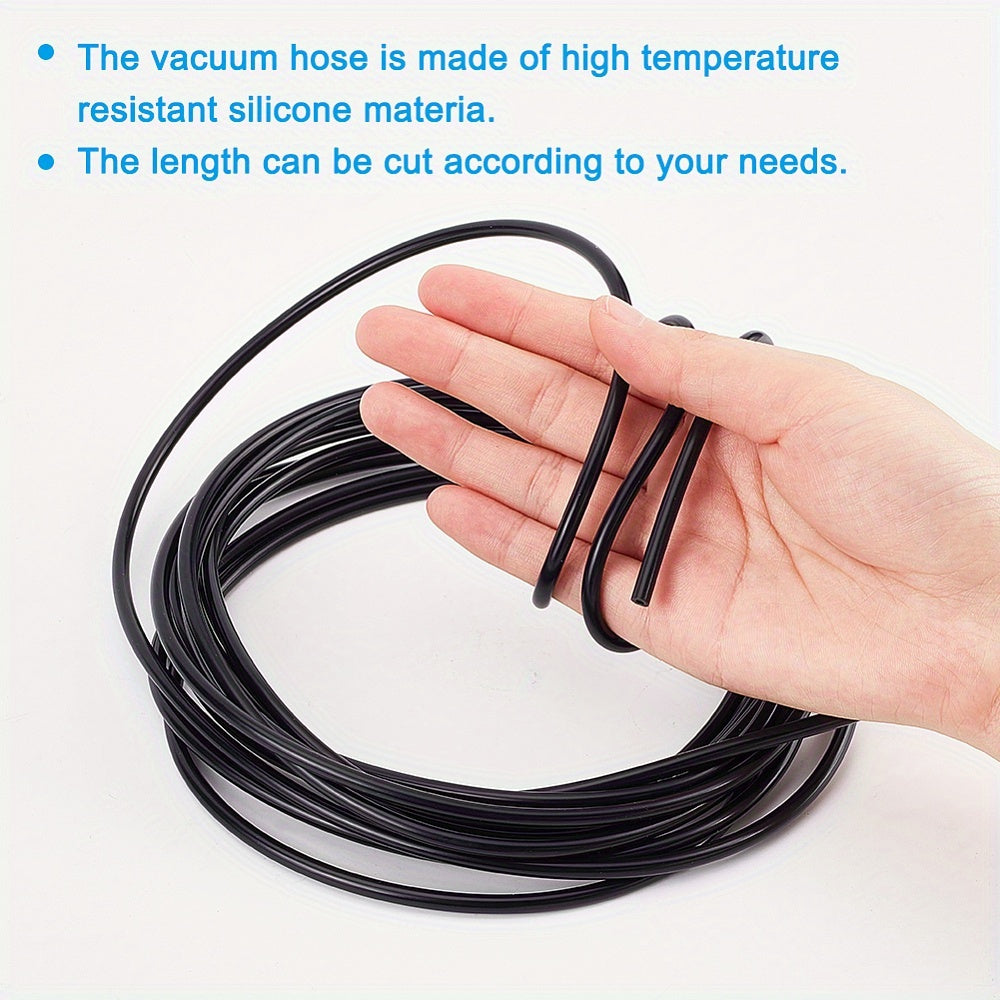 16.4 Feet Black Vacuum Hose with 5/32 Inch Silicone Tubing for Automotive and Pipeline