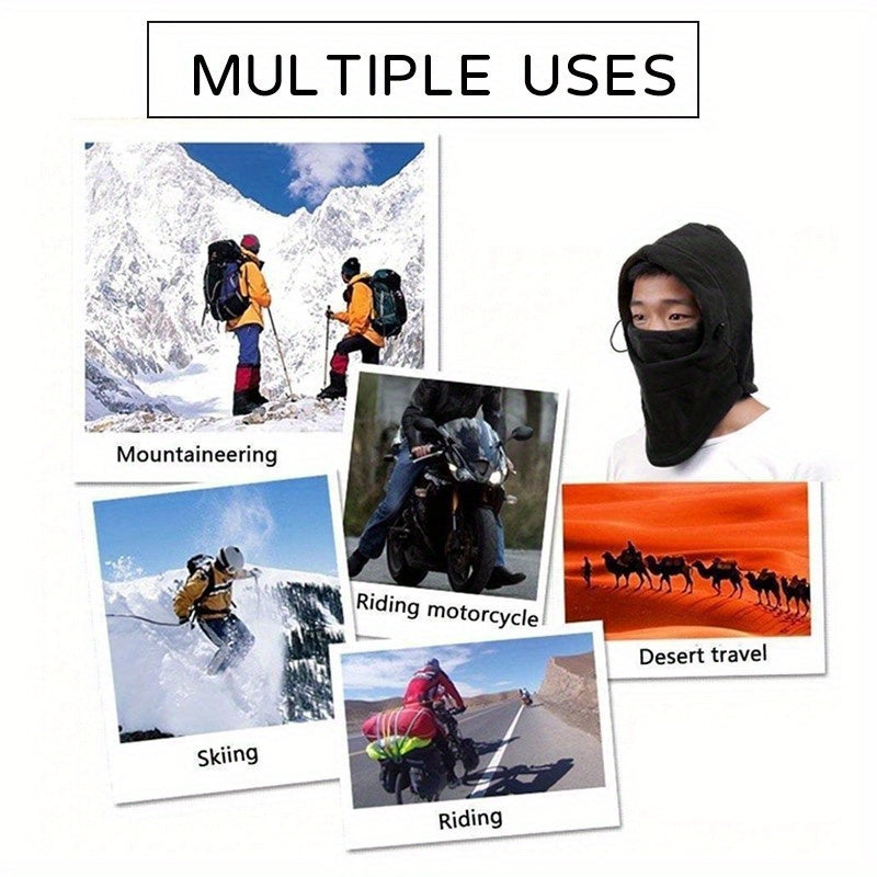 Waterproof Thermal Fleece Balaclava Hat Hooded Neck Warmer for Hiking and Outdoor Activities